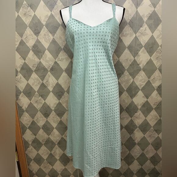 Cabernet Mint & Grey Polka Dot Satin Slip Dress – Midi Length ✨ - Picture 1 of 4